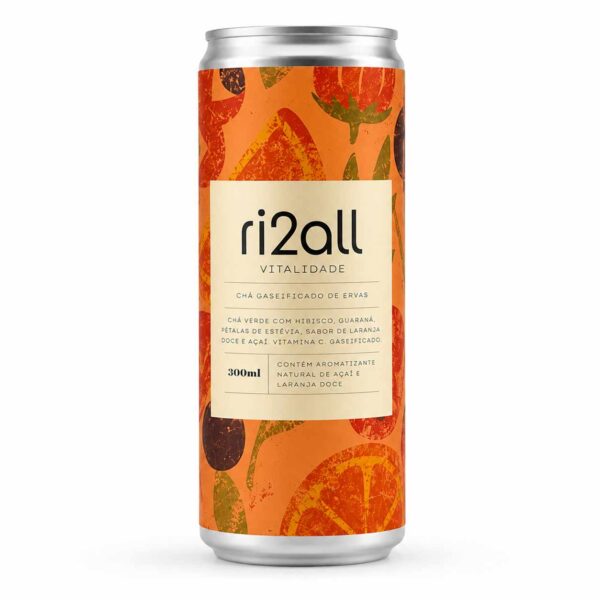 Chá Gaseificado de Chá Verde, Hibisco, Guaraná, Açaí e Laranja - 300 ml