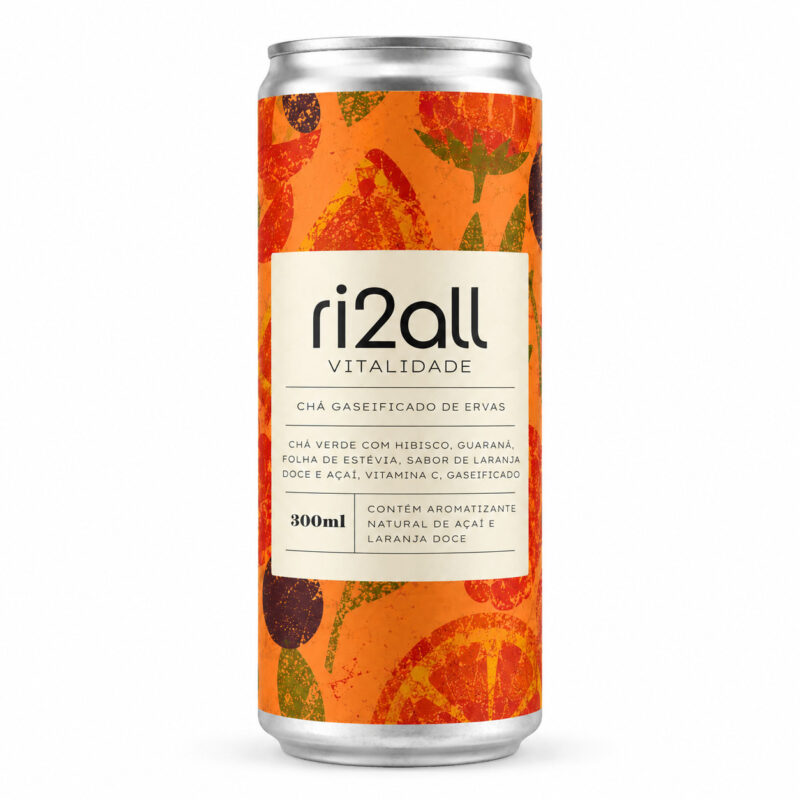 Chá Gaseificado de Chá Verde, Hibisco, Guaraná, Açaí e Laranja - 300 ml - ri2all