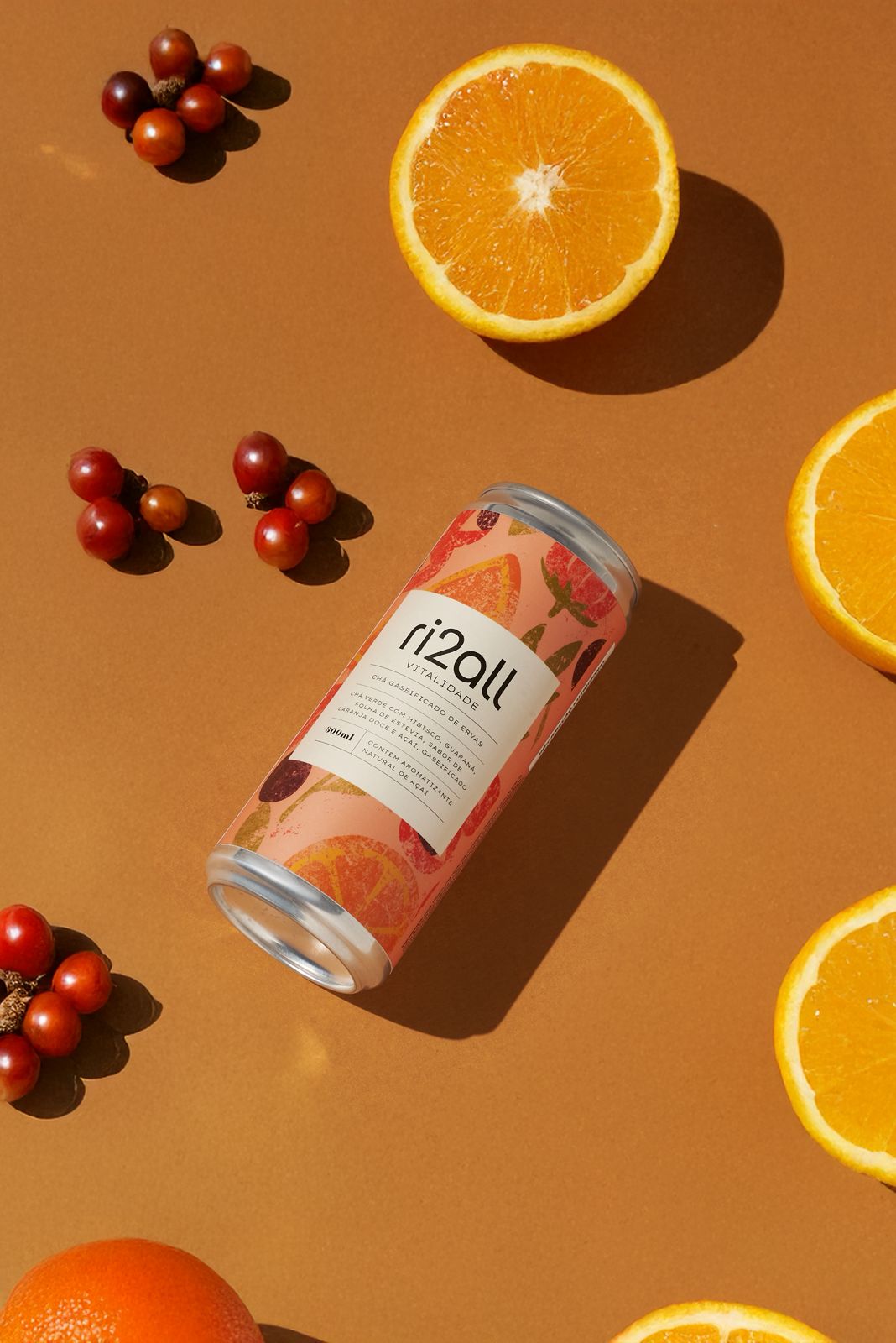 Vitalidade - Chá Gaseificado- Chá Verde, Hibisco, Guaraná, Açaí & Laranja