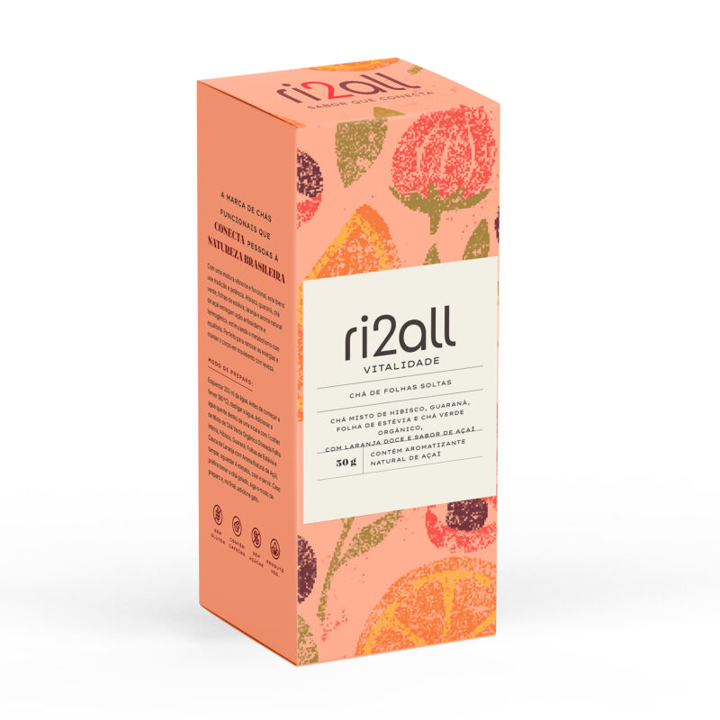 Chá de Folhas Secas de Chá Verde Inteiras, Hibisco, Guaraná, Açaí e Laranja - 50 g
