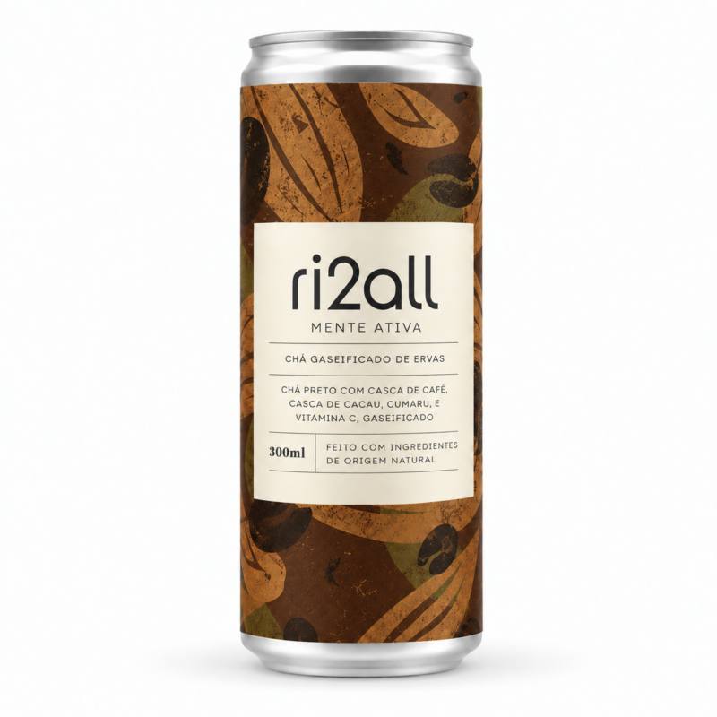 Chá Gaseificado de Chá Preto, Casca de Café, Casca de Cacau e Cumaru - 300 ml - ri2all