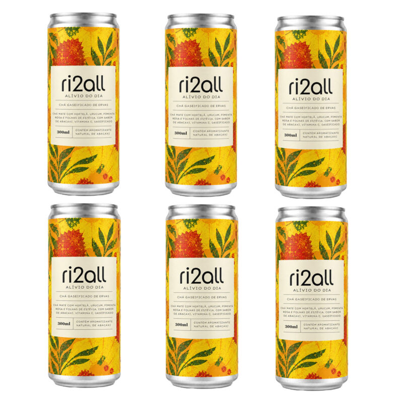 Pack Chás Gaseificados de Mate com Hortelã, Abacaxi, Urucum e Pimenta-Rosa – 6 unidades – ri2all